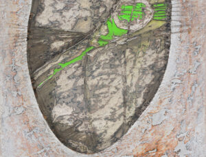 12. Stephanie Sandercock 'Pebble Green' Acrylic on wood, 74H x 41Wcm SOLD