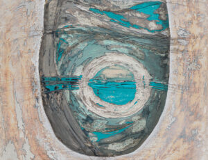 10. Stephanie Sandercock 'Pebble Blue' Acrylic on wood, 74H x 41Wcm SOLD