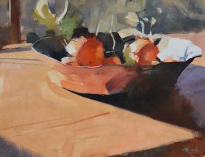 Richard Sowman, 'Oranges, Tangerines' (oil no board, 32x38cm) £650