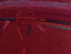 Rita Smith, 'Red Journey' (oil on canvas, 30x30cm) £3000
