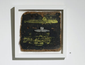 p40 Paul Ryan 'SUB', screenprint & found object on wood, £150