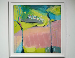 p64 Maggie Laporte Banks 'Pink Ploughing', acrylic & collage on canvas, £800