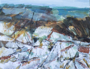 Vincent Wilson 'Stone Wall and Moorland' Mixed media £900