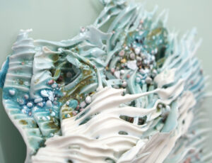 Jenny Beavan 'Energised Water' Porcelain glazes, beach sand & glass £475