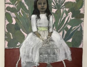 Renee Spierdijk 'Girl on Table' Oil, pastel and coloured pencil £2,500