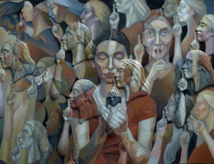 John Garbutt, 'The Secret'.  Mixed media relief painting, 88x63x5cm, £3000