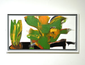 Bruce Timson 'House Plants I' January 2021, 35.5 x 66cm, Acrylic and Mixed Media on Plywood, £600