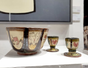 Debbie Prosser 'Love (bowl)' £120 & 'Ode to Valentine (egg cup)' £25 Raw fired earthenware