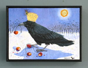 Janet Groves 'Edgar Nevermore Eschews Out of Season Cherries' Egg tempera & pure gold leaf SOLD