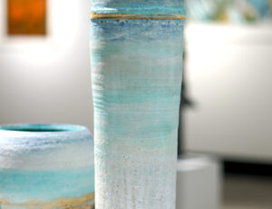 Colin Caffell 'Large Blue Vessel with Dimples' Stoneware, £850