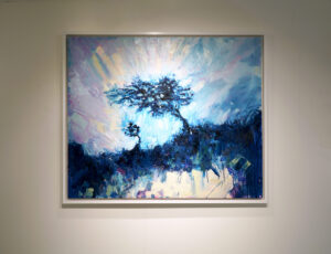 Sophie Fraser 'Windblown Cornish Tree, Summer Sky' Oil, oil pastel & graphite on canvas £2,800