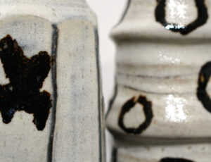 Lloyd Peters 'Noughts & Crosses Vases (Pair)' Ceramic: Ash, Shino, Tenmoku £540