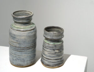 Lloyd Peters 'Leaning Bottle' Ceramic: Iron, Ash, Copper £385 & 'Vase' Ceramic: Iron, Ash, Copper £255