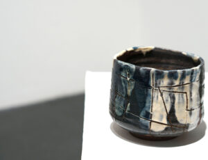 Lloyd Peters 'Incised Teabowl' Ceramic: Cobalt, Ash, Shino £210