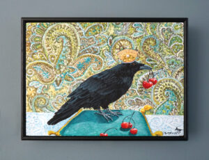 Janet Groves 'Edgar Nevermore's Very Cherry Heaven' Egg tempera, pure gold leaf, pearls & peridots, £400