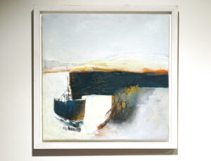 Peter Wray & Judy Collins 'Returning Vessel', oil & mixed media on board, 34 x 34cm, SOLD