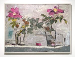 Virginia Bounds 'Two Wild Roses no. 2' Oil on gesso panel, 83.5 x 112.5cm, £4,500