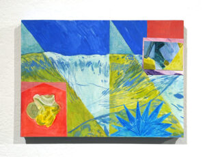Liv Gravil crater's edge', Watercolour and collage on paper, mounted on wood, 17.6 x 26.4 x 2cm, (price upon request)