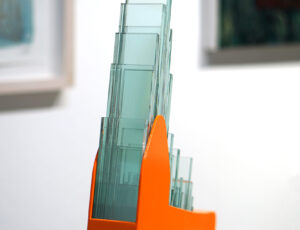 Harry Chadwick 'Orange Maul', powder coated steel, sheet glass, 40 x 31 x 6cm, £600