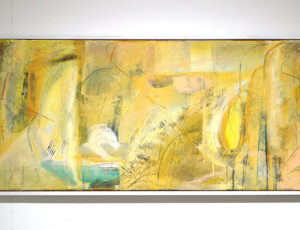 Kate Hall 'In the Ebbing Tide', acrylic & pastel, 53 x 123cm, £1,200