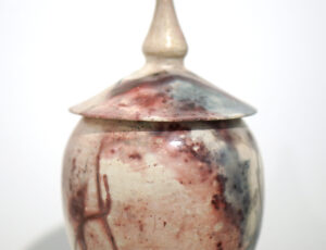 Mary Kaun English 'Lidded vessel', Pit-fired Stoneware Ceramic, 22 x 12cm, £145