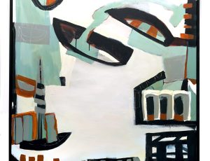 Karen McEndoo ‘Falmouth Harbour’ Acrylic & oil on canvas, 102 x 102cm, SOLD