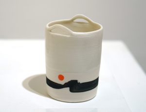 Sarah Cooling 'Porcelain Sandhya Cup with Lugs', porcelain & glaze & engobe, 9cm high, £130