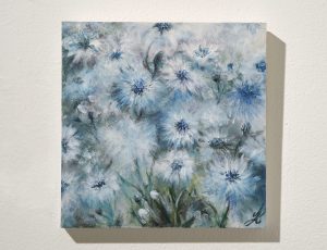 Julia Kerrison 'Gentle Blue', mixed media on wooden panel, 20 x 20cm, SOLD