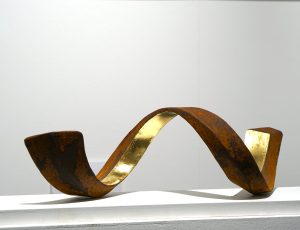 Julie Moselen 'Helix', Corten Steel, 23ct gold, 10 x 24cm, £2,100