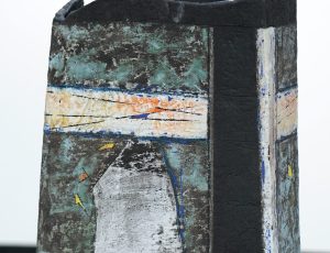 Paula Downing 'Jetties & Sails 3', ceramic, slab built. Inspiration harbours, walkways, moorings. 30 x 23 x 9cm, £700