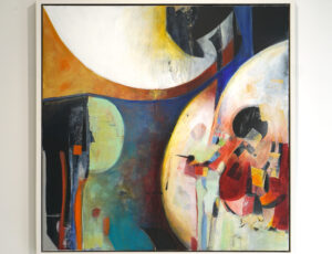 Sue Davis 'Bubble Gum', mixed media on canvas, 84 x 84cm, £1,200