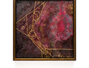 Stephanie Sandercock ‘Crushed Rose’ - Something beautiful, pressed by time and tenderness, a trace of her still blooming. Mixed media with 24ct Gold, 56 x 56cm, £2,500 Stephanie Sandercock ‘Crushed Rose’ - Something beautiful, pressed by time and tenderness, a trace of her still blooming. Mixed media with 24ct Gold, 56 x 56cm, £2,500