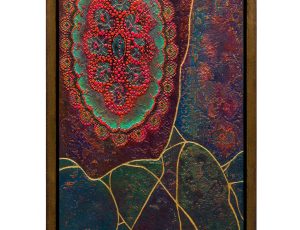 Stephanie Sandercock ‘Web of Wishes’ - Many hearts, many threads where dreams dance free. Mixed media with 24ct Gold, 65.5 x 45.5cm, £2,400 Stephanie Sandercock ‘Web of Wishes’ - Many hearts, many threads where dreams dance free. Mixed media with 24ct Gold, 65.5 x 45.5cm, £2,400