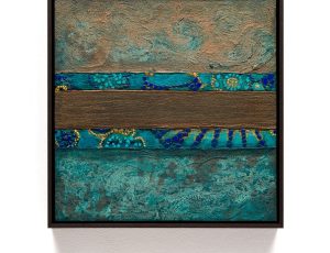 Stephanie Sandercock ‘Between Worlds’, Mixed media with 24ct Gold, 32 x 32cm, SOLD Stephanie Sandercock ‘Between Worlds’, Mixed media with 24ct Gold, 32 x 32cm, SOLD