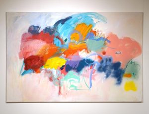 Suzanne Bethell ‘Blush’, Acrylic, spray paint & oil pencil on canvas, 100 x 150cm, £2,500