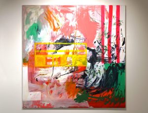 Suzanne Bethell ‘Gently Held’, Acrylic & tempera on canvas, 100 x 100cm, £2,500