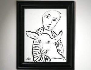 Lydia Corbett (née Sylvette David) ‘Young Girl with Goat’, (2022) Indian Ink, 51 x 41cm, SOLD Lydia Corbett (née Sylvette David) ‘Young Girl with Goat’, (2022) Indian Ink, 51 x 41cm, SOLD