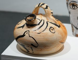 Lydia Corbett (née Sylvette David) ‘Two Faces with Fish and Bird’, Earthenware, 16 x 22 x 22cm, £600 Lydia Corbett (née Sylvette David) ‘Two Faces with Fish and Bird’, Earthenware, 16 x 22 x 22cm, £600