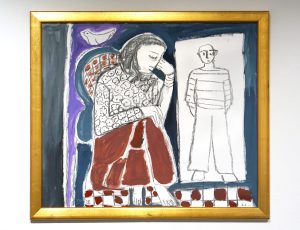 Lydia Corbett (née Sylvette David) ‘Jacqueline and Picasso’, Oil and charcoal on board, 68 x 79cm, £7,950 Lydia Corbett (née Sylvette David) ‘Jacqueline and Picasso’, Oil and charcoal on board, 68 x 79cm, £7,950