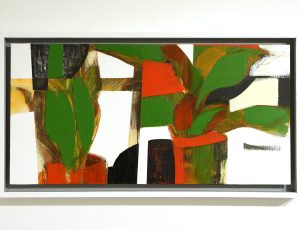 Bruce Timson ‘House Plants II’, (2021), Acrylic and mixed media on Plywood, 36 x 65.5cm, £600