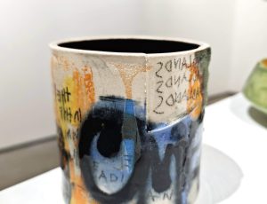 Megan Gant 'Omen', Slips, underglaze, glaze on stoneware, 11.5 x 11cm, £145