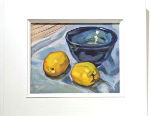 Minnie McNaughton 'Quinces', Oil on canvas panel, 34 x 39cm, £350