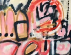 Suzanne Bethell 'The Beat 2', Spray paint & oil bar on canvas, 100 x 100cm, £1,500
