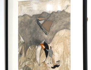 Andrew Lanyon ‘Tarring the Boat IV’, (2025), Oil and pencil, 26.5 x 24cm, £3,500