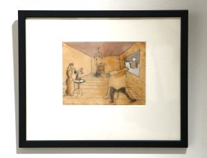 Andrew Lanyon ‘Sketch for Snow Scene’, (2025), Oil and pencil, 9 x 12cm, £950