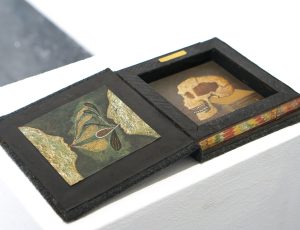 Andrew Lanyon ‘Hollow Book with Oil, paintings - 'Life and Death'’, (1998), Material, brass and wood, 15.5 x 14.5cm, £1,500