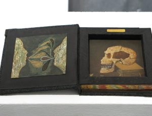 Andrew Lanyon ‘Hollow Book with Oil, paintings - 'Life and Death'’, (1998), Material, brass and wood, 15.5 x 14.5cm, £1,500