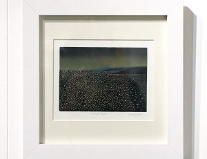 Sally Cole ‘Nightfall’ (2021), Three block Linocut, 12.5 x 17cm, SOLD