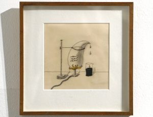 Andrew Lanyon ‘Text Turned Back into Ink’, (2025), Oil and pencil, 12 x 11.5cm, £500