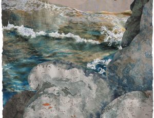 Amanda Richardson 'Lichened Rocks above Shallow Waves Treryn Dinas'